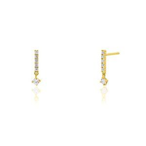 NWT Monica Bar Drop Stud Earrings // 14kt Gold Vermeil + CZ